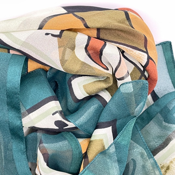 Vintage Made in Italy Polyester Abstract Scarf 34" x 35" - Picture 2 of 10